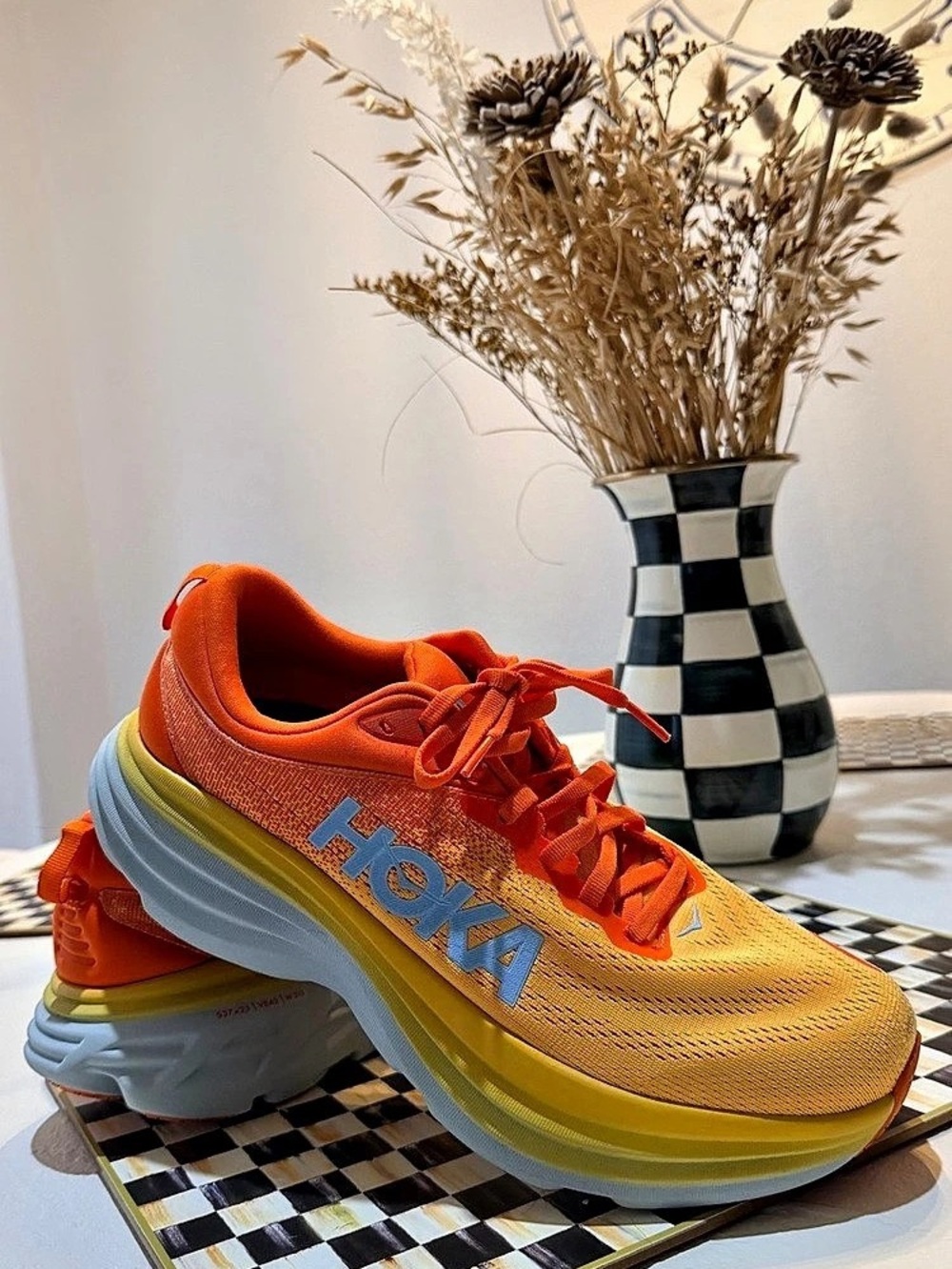 Hoka Bondi 8 Athletic Shoes Orange & Yellow
